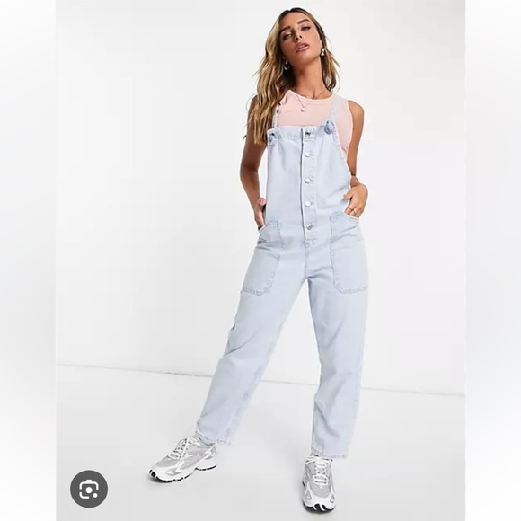 Mango light blue knot denim overalls s - Picture 1 of 7